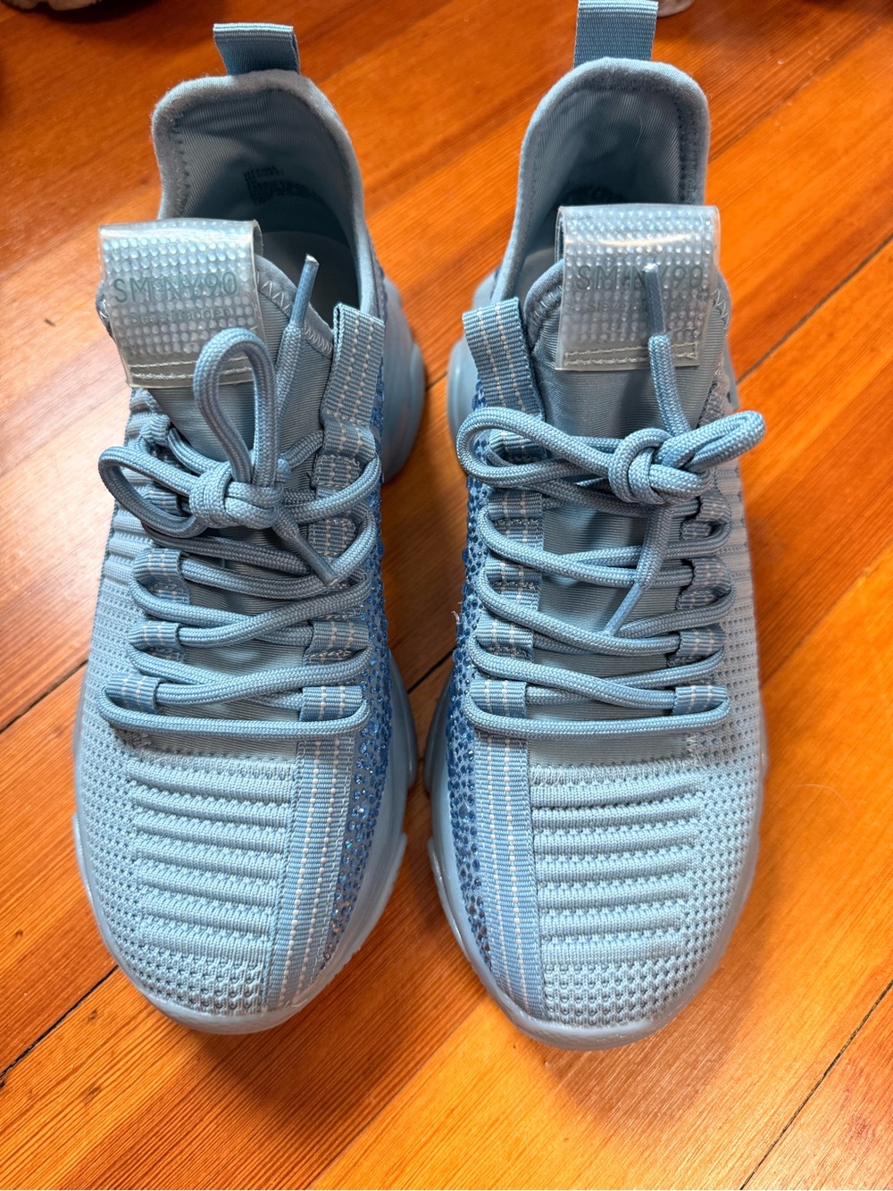 Steve Madden Light Blue Knit Athletic Sneakers